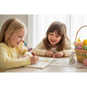 Easter Sparkle Pen With Bunny & "Hop" Charm - Festive Writing Accessory For Kids